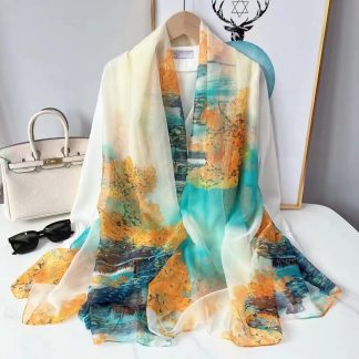 Sheer Organza Sheer Floral Elegance Long Scarf