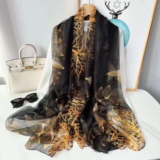Sheer Organza Luminous Floral Lattice Long Scarf