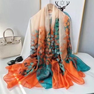 Sheer Organza Silk Sheer Ombre Long Scarf
