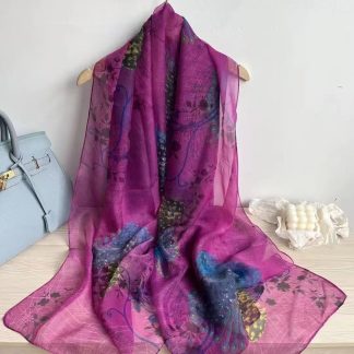 Sheer Organza Premium Print Long Scarf