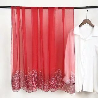 Sheer Organza Elegant Floral Print Long Scarf
