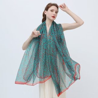 Sheer Organza Ethereal Floral Lattice Long Scarf