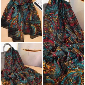 Sheer Organza Ethereal Petal Motif Long Scarf
