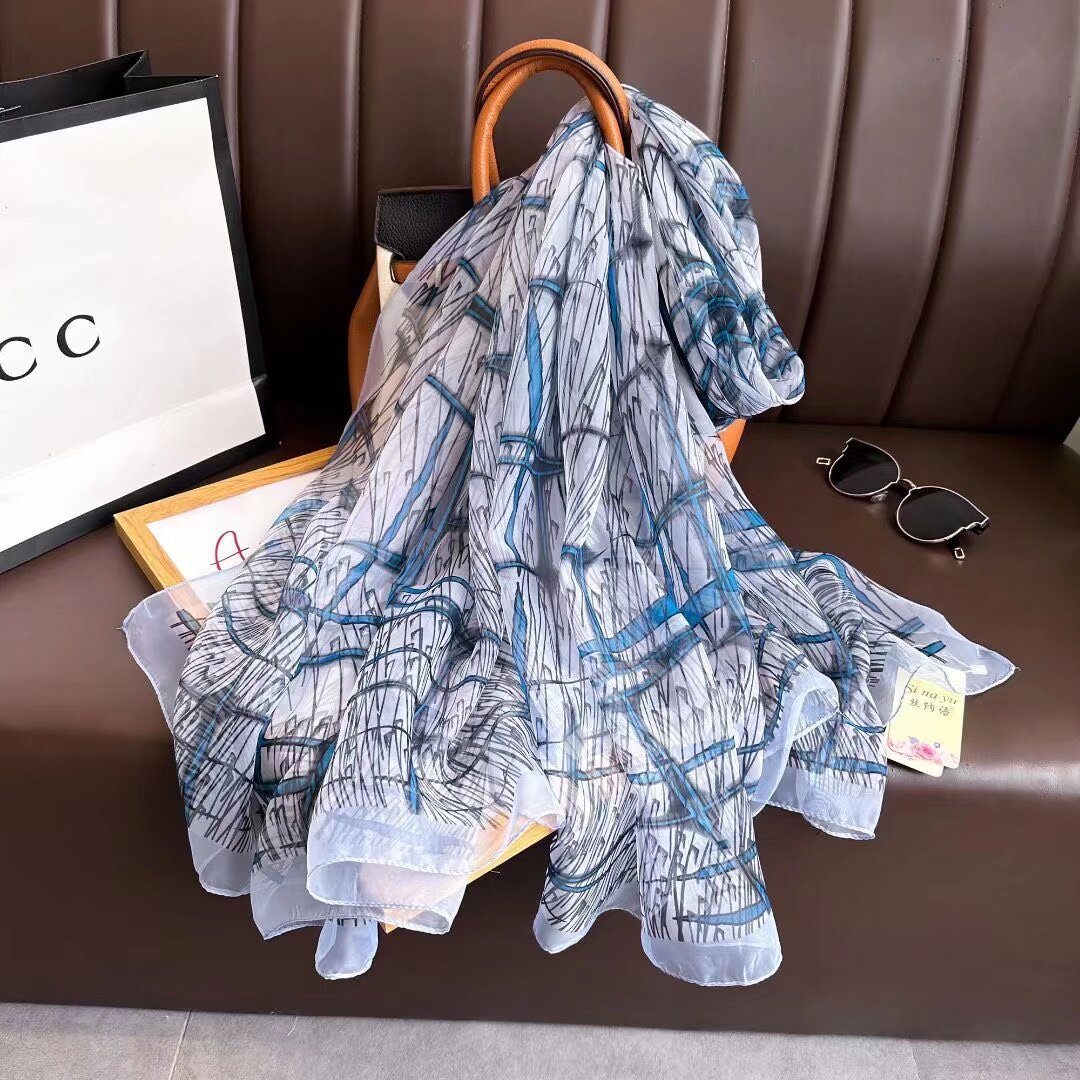 Sheer Organza Elegant Ombre Gradient Long Scarf
