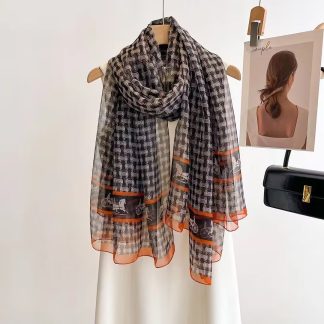 Sheer Organza Ethereal Petal Motif Long Scarf