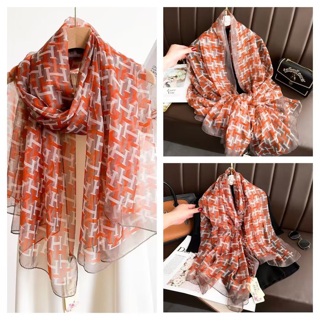 Sheer Organza Ethereal Floral Print Long Scarf