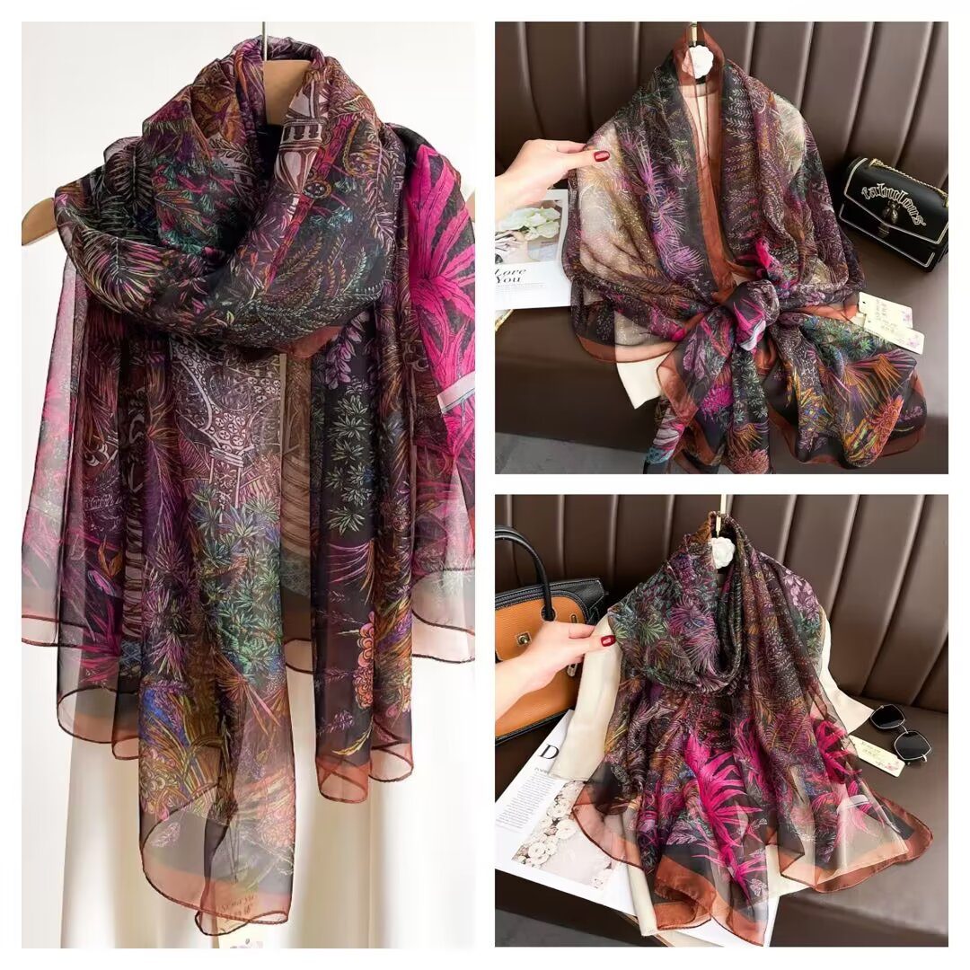 Sheer Organza Ethereal Starlight Motif Long Scarf