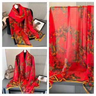 Sheer Organza Ethereal Floral Lattice Long Scarf