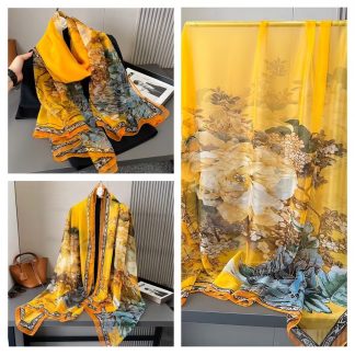Sheer Organza Delicate Floral Long Scarf