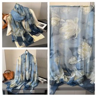 Sheer Organza Ethereal Floral Long Scarf