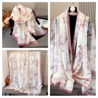 Sheer Organza Ethereal Floral Lattice Long Scarf