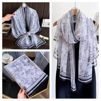 Sheer Organza Delicate Floral Lattice Long Scarf