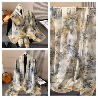 Sheer Organza Ethereal Floral Ombre Long Scarf