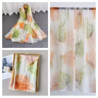 Sheer Organza Elegant Cascade Print Long Scarf