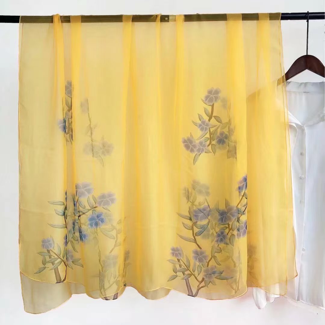 Sheer Organza Ethereal Floral Print Long Scarf