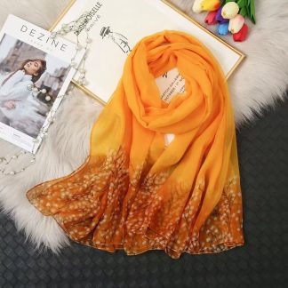 Sheer Organza Ethereal Blossom Motif Long Scarf