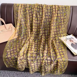 Sheer Organza Ethereal Blossom Motif Long Scarf