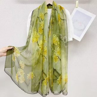Sheer Organza Ethereal Petal Motif Long Scarf