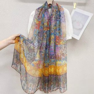 Sheer Organza Ethereal Floral Print Long Scarf
