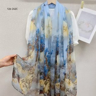 Sheer Organza Ethereal Floral Long Scarf