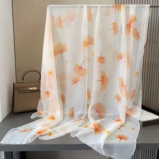 Sheer Organza Delicate Floral Lattice Long Scarf