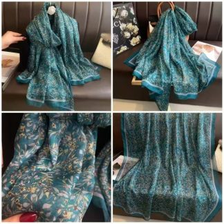 Sheer Organza Elegant Floral Print Long Scarf