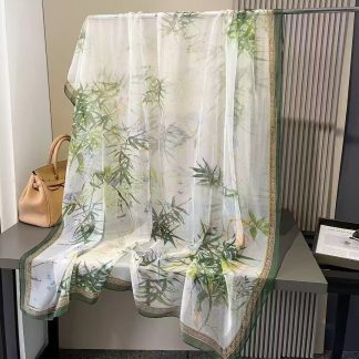Sheer Organza Ethereal Floral Cascade Long Scarf