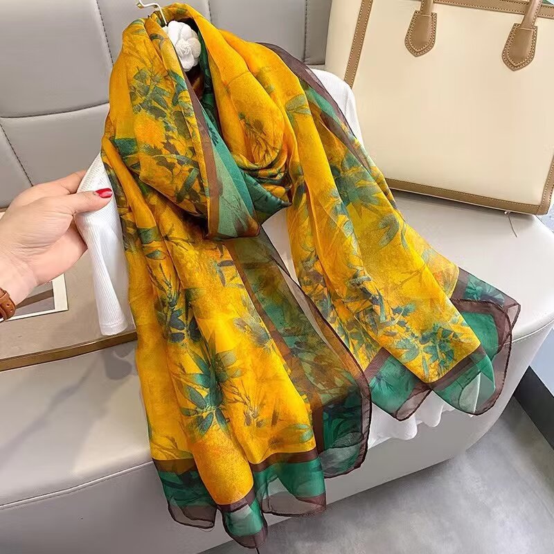 Sheer Organza Bamboo Zen Garden Long Scarf - Image 2