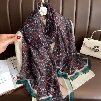 Sheer Organza Warm Botanical Blend Long Scarf