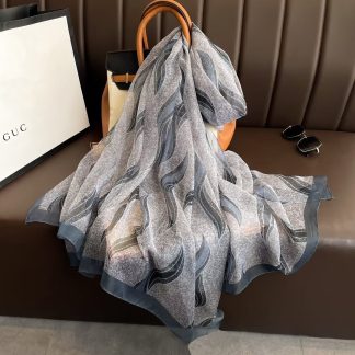 Sheer Organza Lunar Shimmer Weave Long Scarf