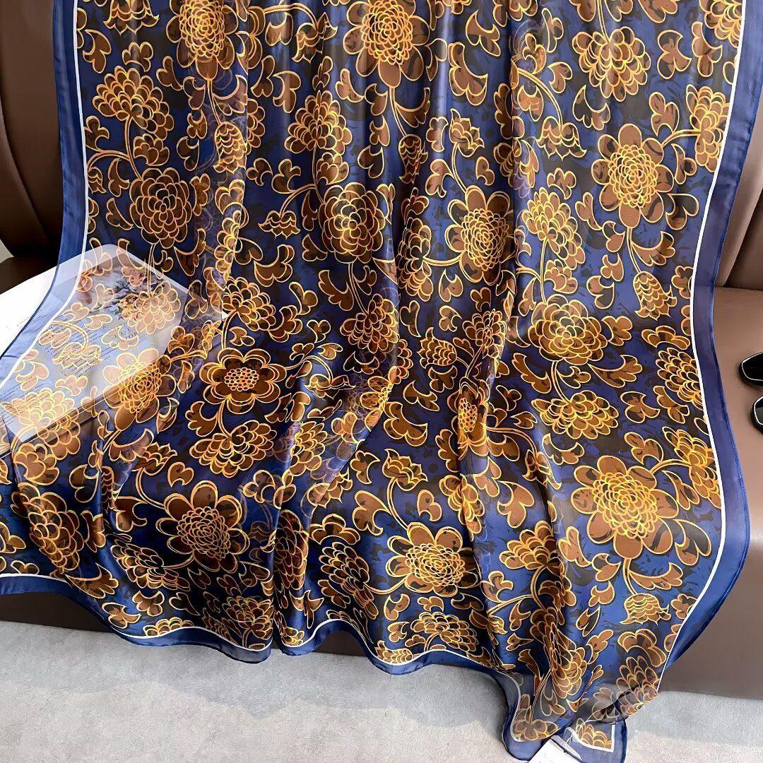 Sheer Organza Elegant Floral Print Long Scarf - Image 2