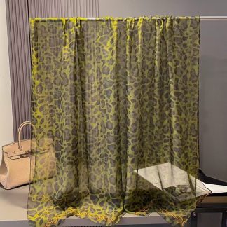 Sheer Organza Emerald Leopard Long Scarf