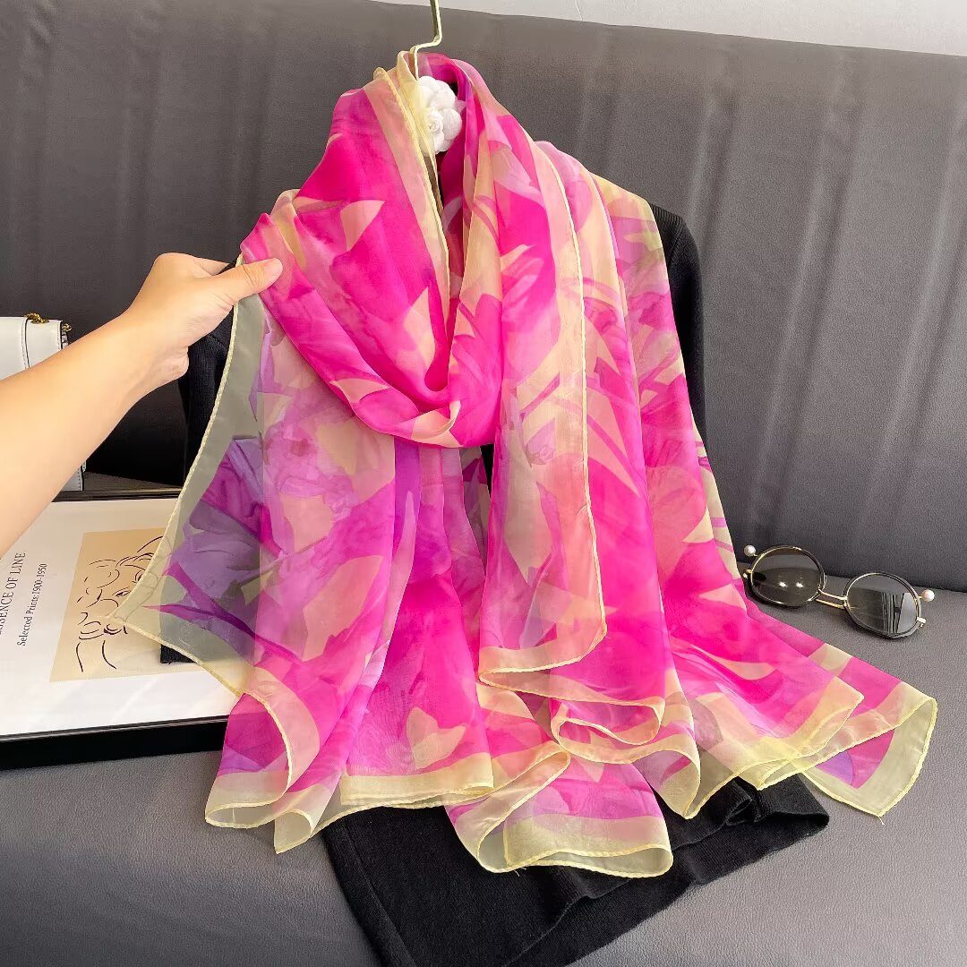 Sheer Organza Elegant Blush Ombre Long Scarf