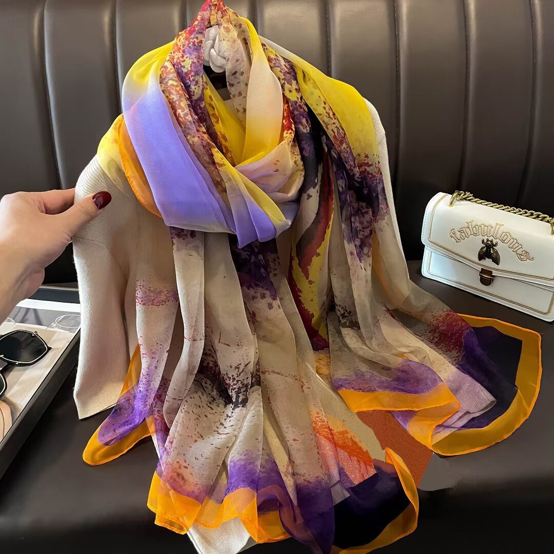 Sheer Organza Dreamy Money Tree Long Scarf - Image 2