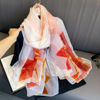 Sheer Organza Premium Print Long Scarf