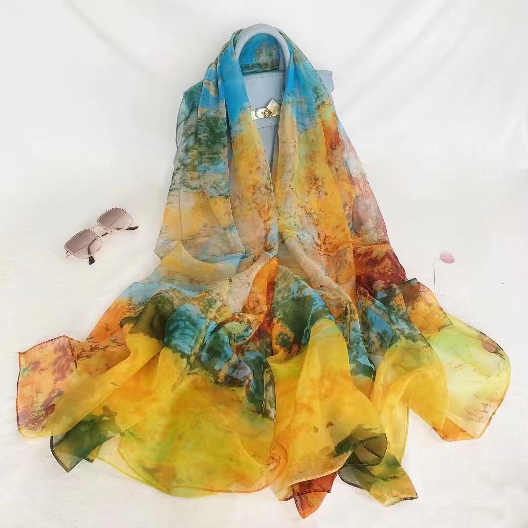 Sheer Organza Birch Whisper Print Long Scarf - Image 2