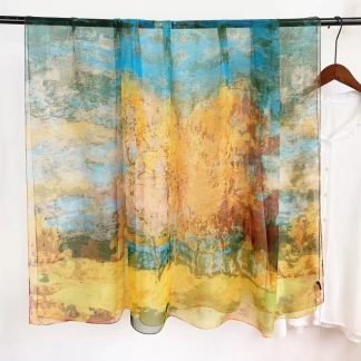 Sheer Organza Birch Whisper Print Long Scarf