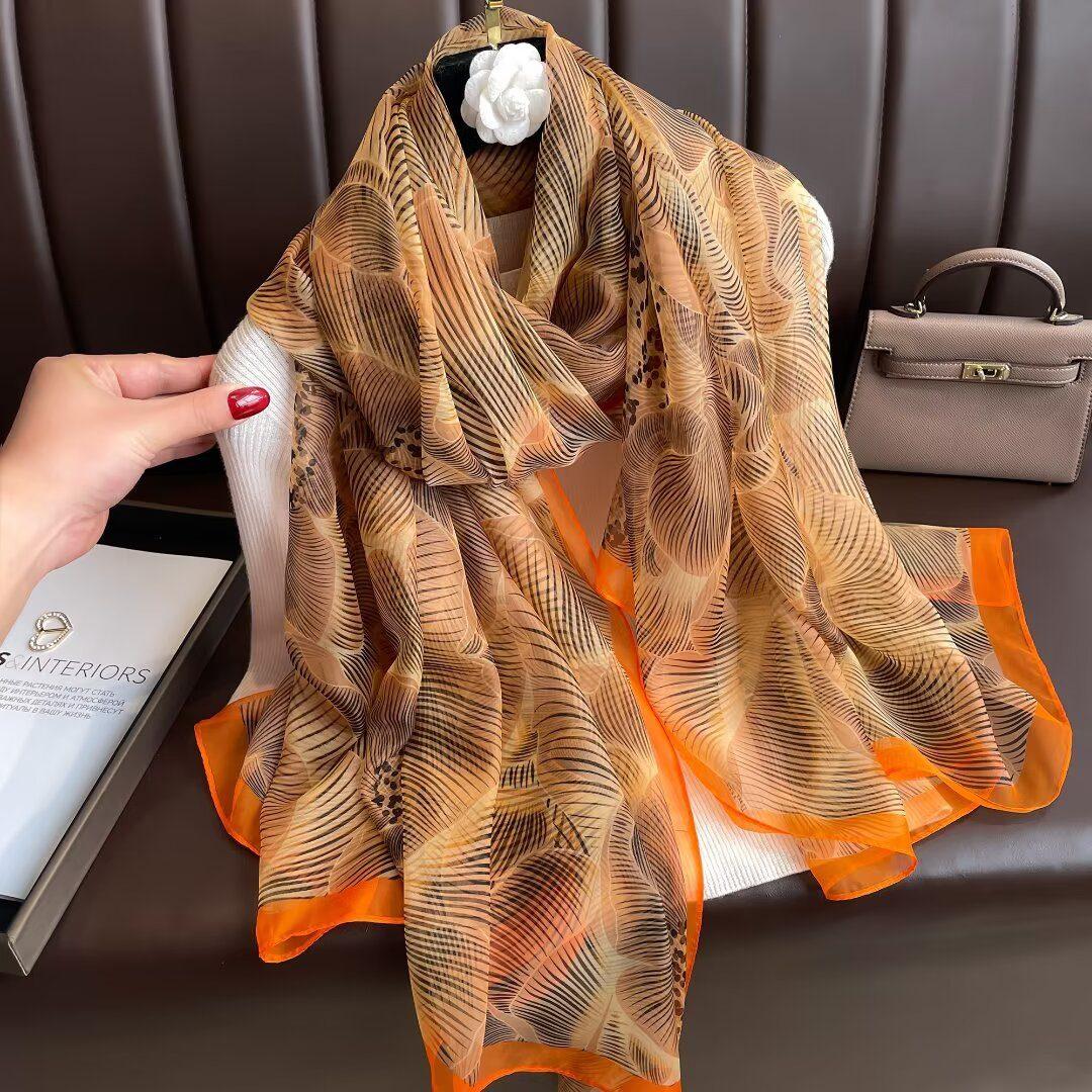Sheer Organza Delicate Hydrangea Silhouette Long Scarf - Image 2