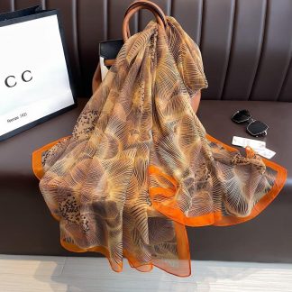 Sheer Organza Delicate Hydrangea Silhouette Long Scarf