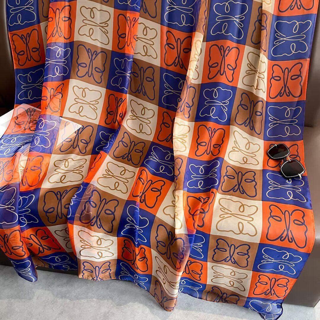 Sheer Organza Delicate Butterfly Print Long Scarf