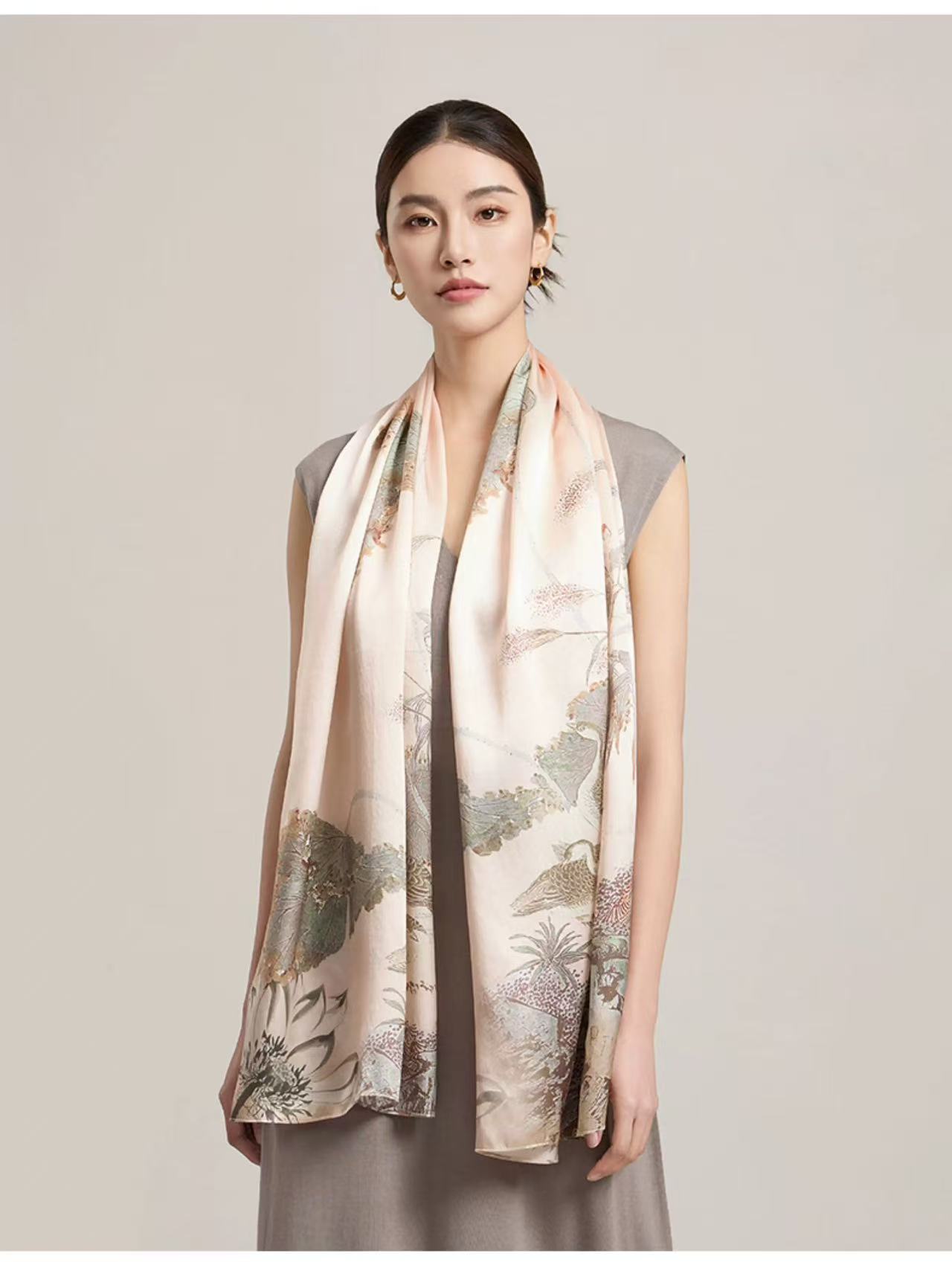 Polyester Satin Light Pink Scarf - Image 3