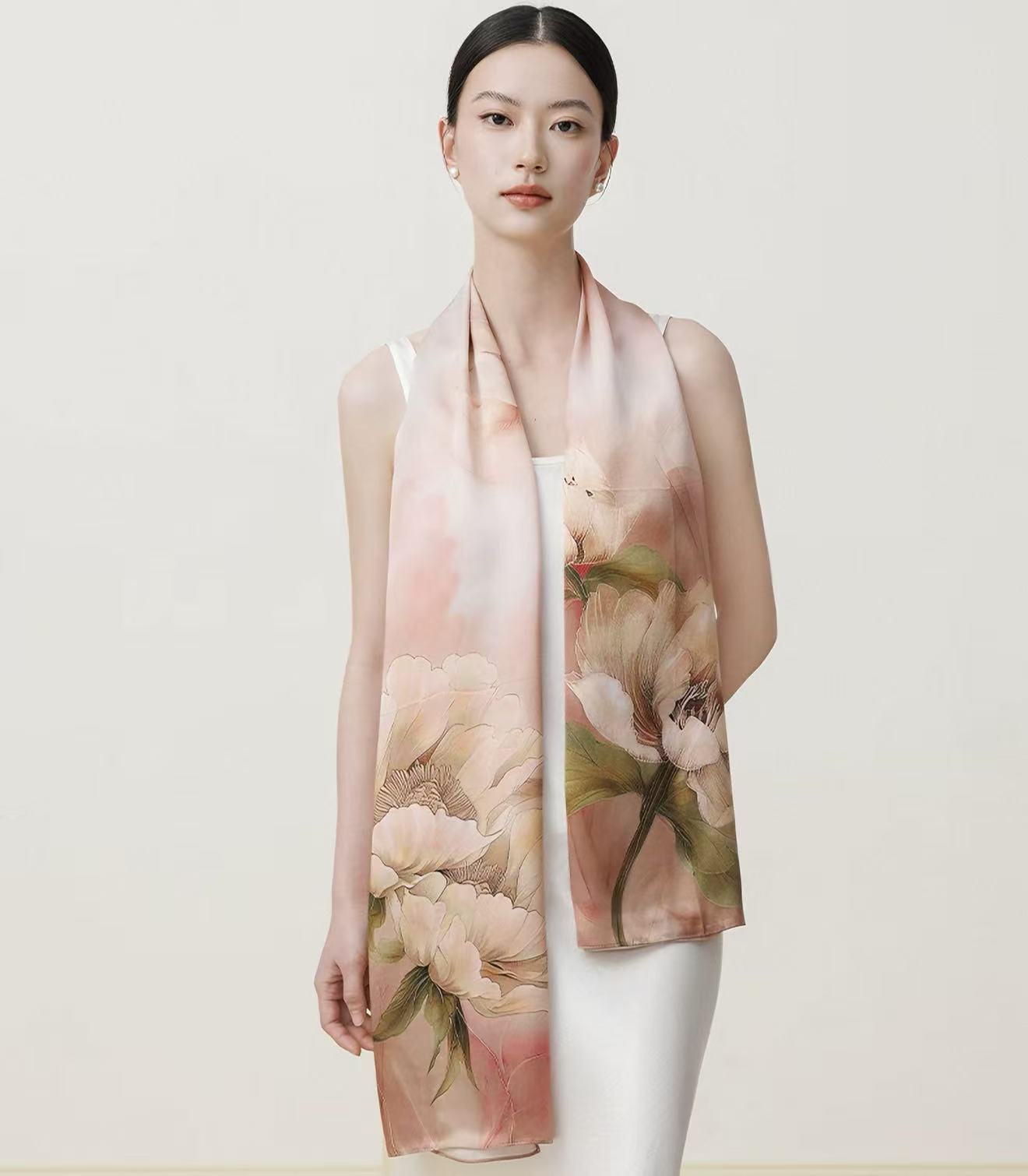 Polyester Satin Light Pink Scarf - Image 3