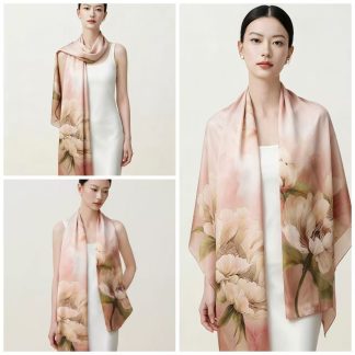 Polyester Satin Light Pink Scarf
