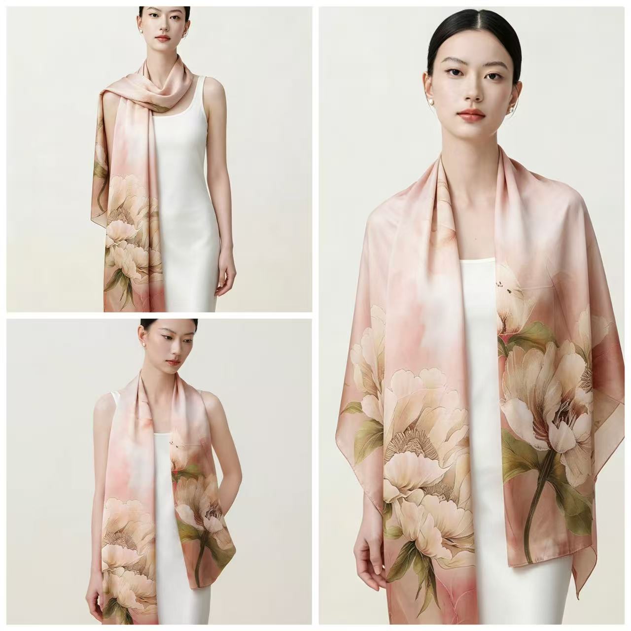 Polyester Satin Light Pink Scarf