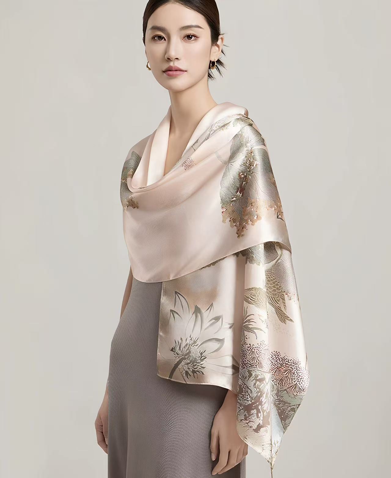 Polyester Satin Light Pink Scarf - Image 4
