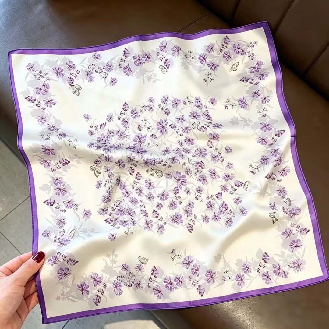 100% Real Silk Bandana 53x53cm – Premium 22g Mulberry Silk Square Scarf