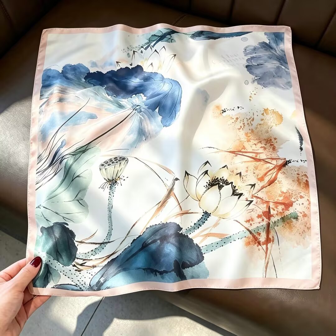 100% Real Silk Bandana 53x53cm – Premium 22g Mulberry Silk Square Scarf