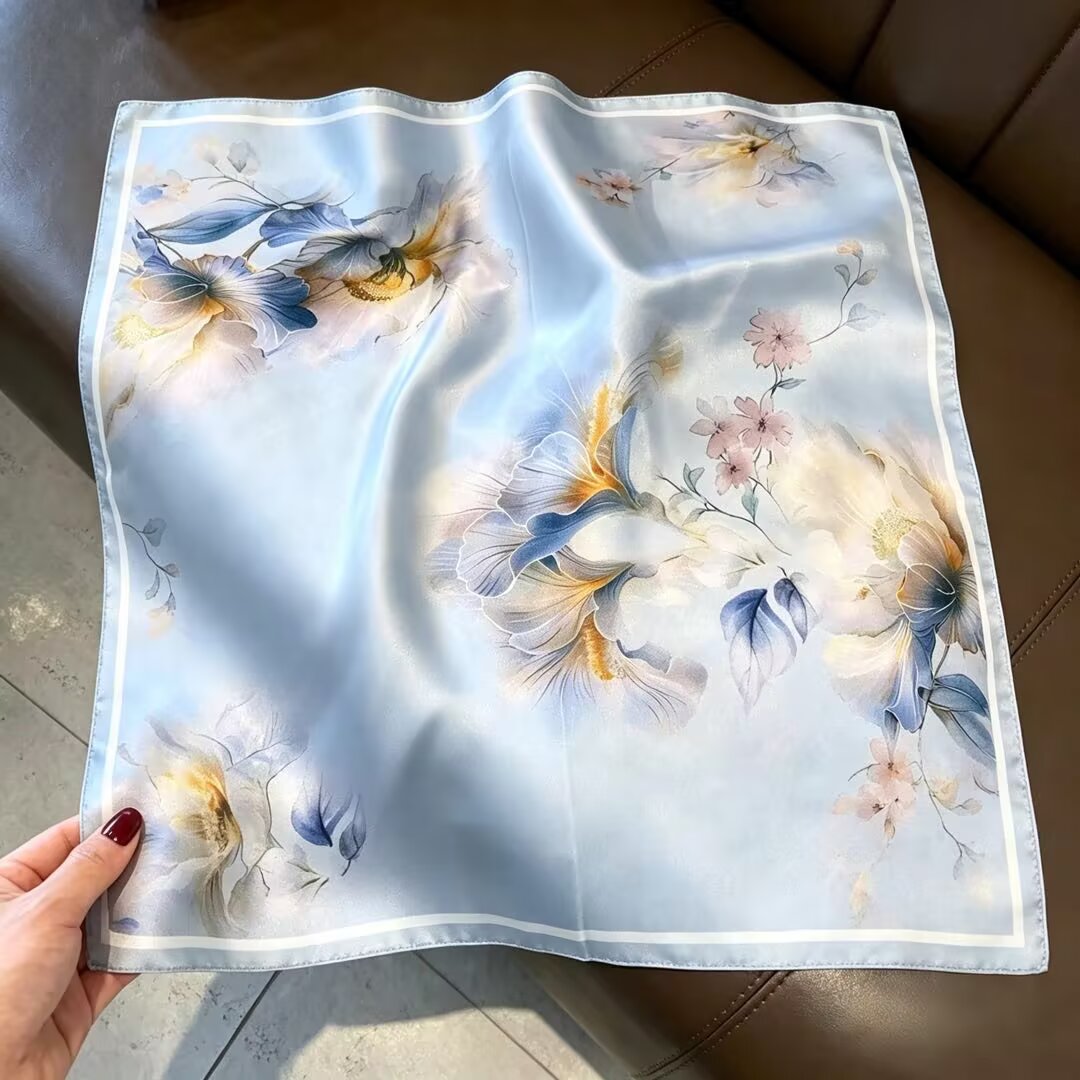 100% Real Silk Bandana 53x53cm – Premium 22g Mulberry Silk Square Scarf