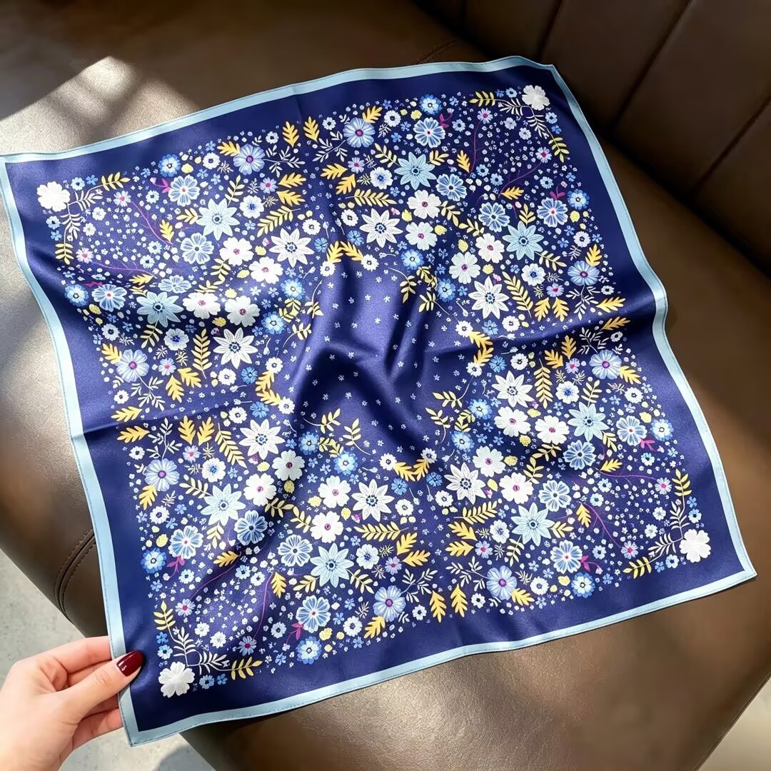 100% Real Silk Bandana 53x53cm – Premium 22g Mulberry Silk Square Scarf