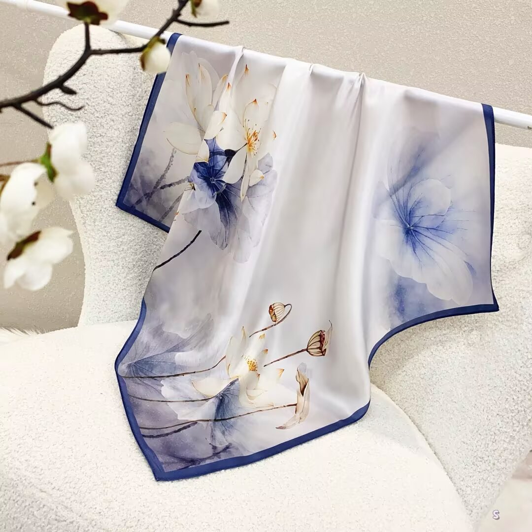 100% Real Silk Bandana 70x70cm – Premium 33g Mulberry Silk Square Scarf